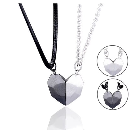 2Pcs Magnetic Heart Couple Necklace for Women Men Lover Valentine'S Day Wedding Anniversary Best Friend Party Jewelry Gifts