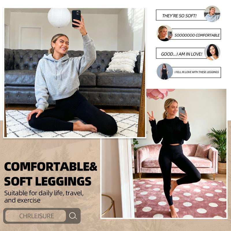 【LOCAL SHIPPING】CHRLEISURE 3PCS Thermal Thick Fleece Lined Leggings for Cold Winter Warm, High Waist Women'S Cozy Workout Wear Fleece Pants for Yoga Riding Casual Wear